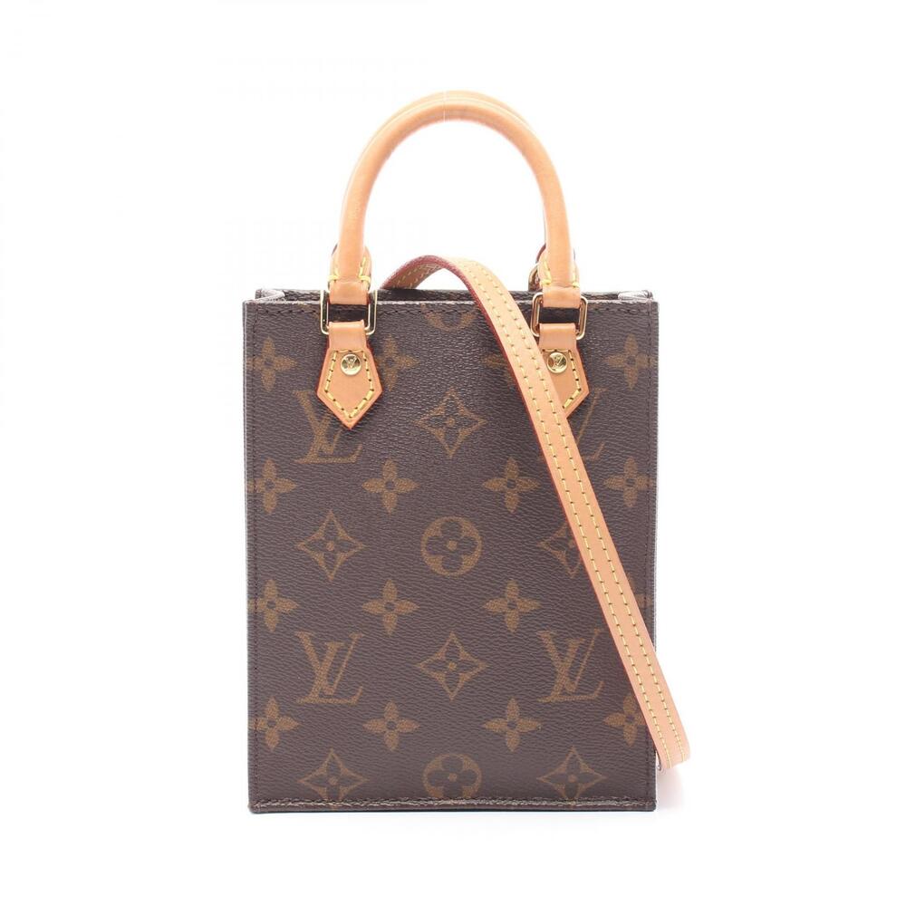 Louis Vuitton Sac Plat handbag canvas leather Monogram brown